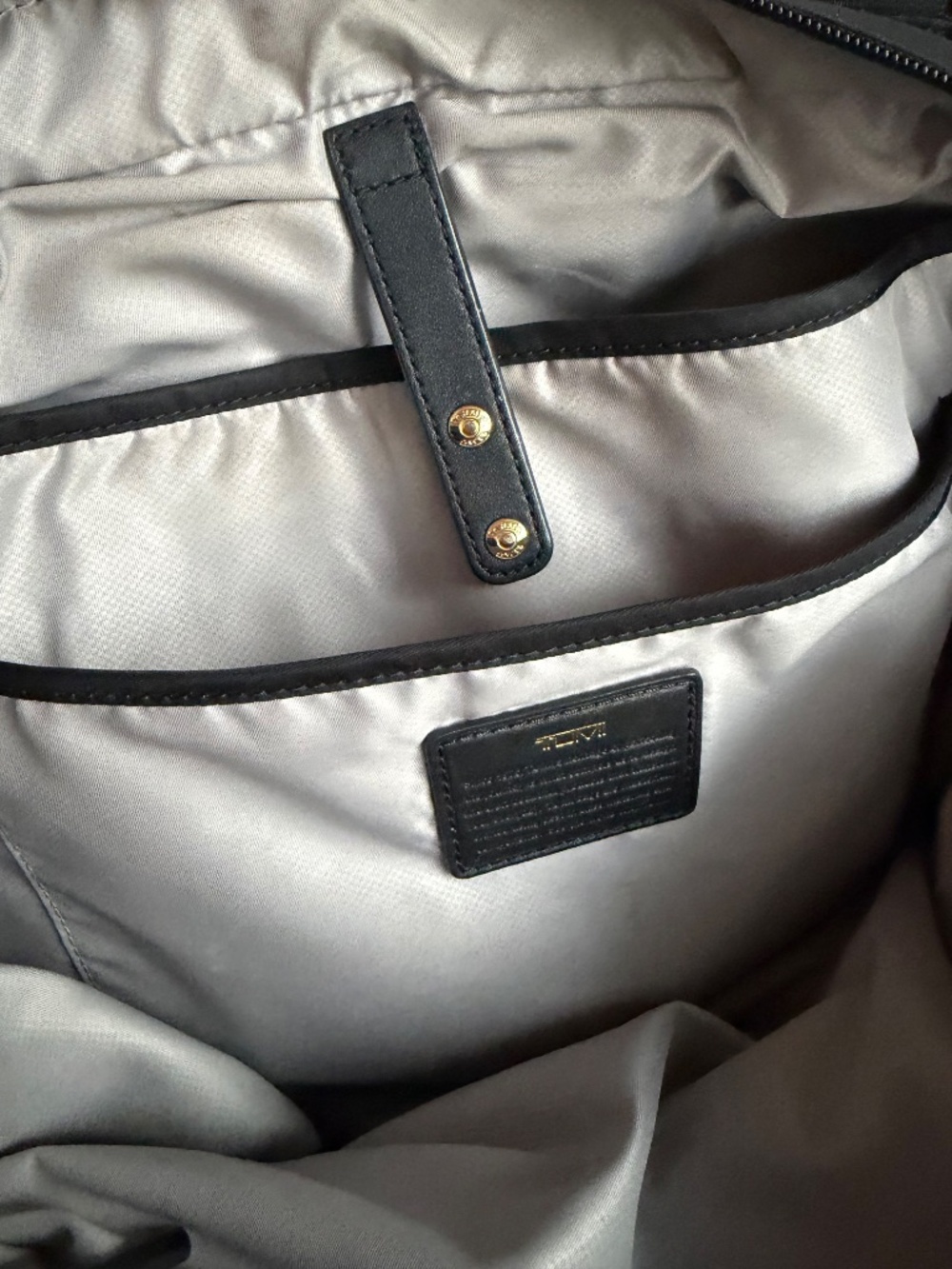 TUMI Black Nylon Tote / Crossbody Bag (Retired Voyager Model) – Gold Hardware - Picture 7 of 12